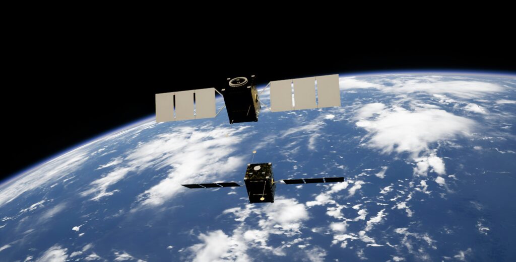 Satellite looking down at earth
